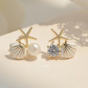 Starfish Shell Shaped Stud Earrings